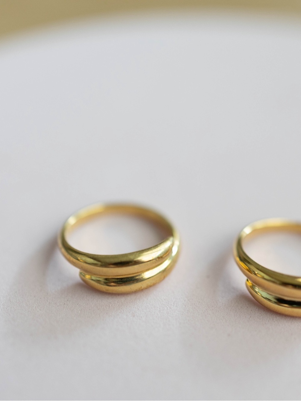 Two Elegant Double Band Gold Ring - Women Jewelry